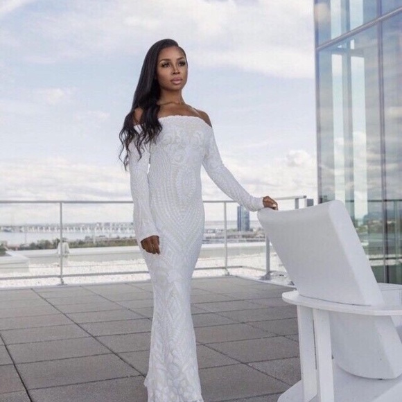 White long glittering dress - Picture 3 of 11